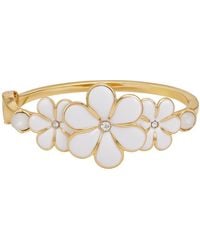 Guess - Tone Floral Side Hinge Bangle Bracelet - Lyst