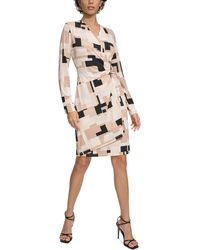 Calvin Klein - Printed Long-sleeve Wrap Dress - Lyst