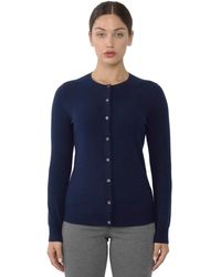 Jennie Liu - 100% Cashmere Button Front Long Sleeve Crewneck Cardigan Sweater - Lyst