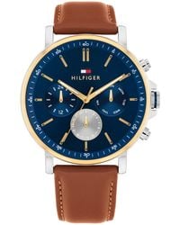 Tommy Hilfiger - Multifunction Leather Strap Watch - Lyst