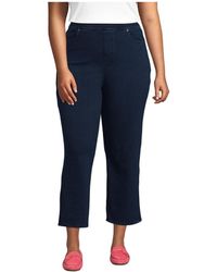 Lands' End - Plus Size Starfish High Rise Pull On Knit Denim Straight Crop Jeans - Lyst