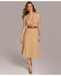 Donna Karan - V-neck Sleeveless Midi Dress - Lyst