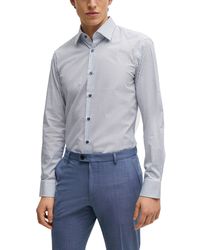 BOSS - Boss By Geometric-printed Stretch-cotton Slim-fit Dress Shirt - Lyst