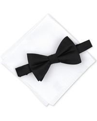 Alfani - Solid Texture Pocket Square And Bowtie - Lyst