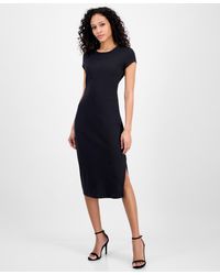 BOSS - Ribbed Side-slit Open-back Jersey Dress - Lyst