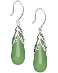Macy's - Sterling Silver Earrings, Jade Leaf Top Teardrop Earrings - Lyst