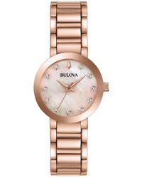 Bulova - Futuro Diamond-accent Rose Gold-tone Stainless Steel Bracelet Watch 30mm - Lyst