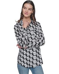 Karl Lagerfeld - Motif Roll-tab-sleeve Button-front Top - Lyst