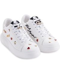 Karl Lagerfeld - Kenna Lace-up Low-top Embellished Sneakers - Lyst