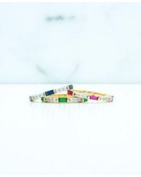 Macy's - Lab Grown Gemstone Baguette Stack Ring Collection In 14k Gold Plated Sterling Silver - Lyst