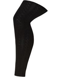 Avenue - Plus Size Plush Lined Cable Knit Footless leggings - Lyst