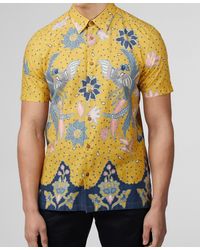 Ben Sherman - Abstract Botanical Print Short Sleeve Shirt - Lyst