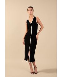 Endless Rose - Knit Contrast Midi Dress - Lyst