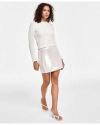 Guess - Cable Knit Sweater Sequined Mini Skirt - Lyst