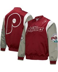 Mitchell & Ness - Burgundy/gray Philadelphia Phillies Cooperstown Collection Team Origins Satin Full-snap Jacket - Lyst