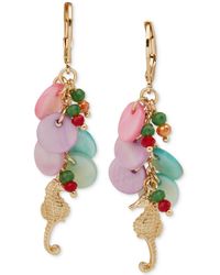 Lonna & Lilly - Gold-tone Mixed Bead & Disc Pave Sea-motif Charm Linear Drop Earrings - Lyst