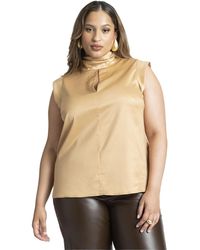 Eloquii - Plus Size Mock Neck Top With Keyhole - Lyst