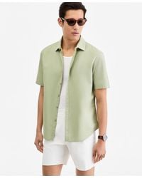 Alfani - Short-sleeve Solid Textured Shirt - Lyst