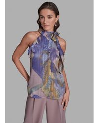 BCBGMAXAZRIA - Halter Tie-neck Sleeveless Top - Lyst