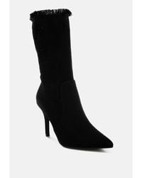 LONDON RAG - Himkok Distressed Denim Mid-calf Boots - Lyst