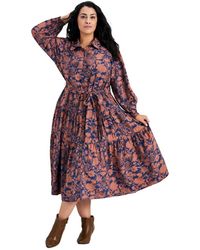 Avenue - Plus Size Marianne Tiered Shirtdress - Lyst