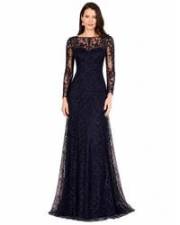 Lara - Long Sleeve V-neck Lace Gown - Lyst
