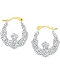 Macy's - Crystal Pave Wavy Patterned Small Hoop Earrings - Lyst