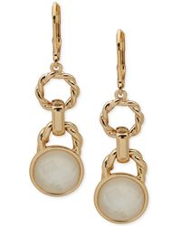 Anne Klein - Gold-tone Circle & Mother-of- Double Drop Earrings - Lyst