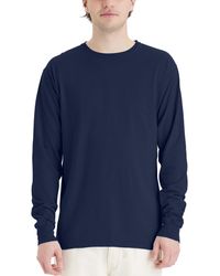 Hanes - Garment Dyed Long Sleeve Cotton T-shirt - Lyst