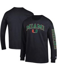 Champion - Miami Hurricanes Arch Over Logo 2-hit Long Sleeve T-shirt - Lyst