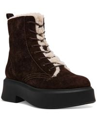 Steve Madden - Jazmin Faux Fur Lace Up Combat Boots - Lyst