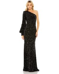 Mac Duggal - Sequined One Shoulder Bishop Sleeve Trumpet Gown - Lyst