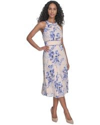 Calvin Klein - Printed Sleeveless A-line Dress - Lyst
