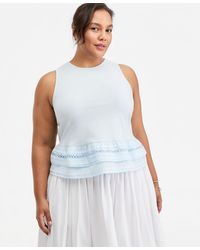 On 34th - Trendy Plus Size Ruffle-hem Square-neck Tank - Lyst