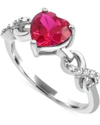 Macy's - Lab-created Ruby 1-1/3 Ct. T.w. And Lab-created White Sapphire 1/5 Ct. T.w. Heart Promise Ring - Lyst