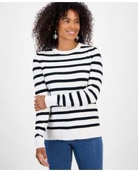 Style & Co. - Striped Long-sleeve Crewneck Sweater - Lyst
