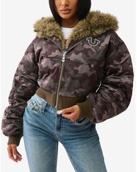 TRUE RELIGION - Camo Relaxed Girlfriend Jacket - Lyst