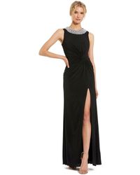 Mac Duggal - Jersey Sleeveless Beaded Neck Gown With Twist - Lyst