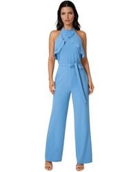 Bebe - Scuba Crepe Ruffled Halter Jumpsuit - Lyst