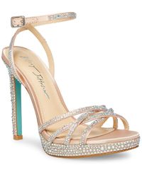 Betsey Johnson Blue By Darci Wedge Evening Sandals in Pink | Lyst