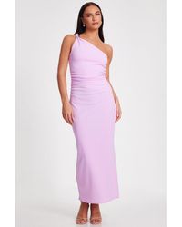 Quiz - Scuba Crepe One Shoulder Buckle Detail Maxi Dress - Lyst