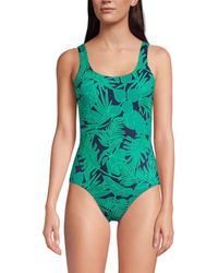 Lands' End - Chlorine Resistant High Leg Soft Cup Tugless Sporty One Piece Swimsuit - Lyst