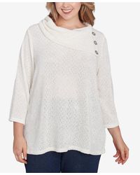 Ruby Rd. - Plus Size Split Cowl Neck Chenille Shine Knit Top - Lyst