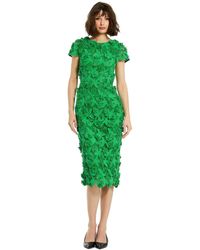 Mac Duggal - Floral Lace Fitted Short Sleeve Midi Dress - Lyst