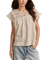 Lucky Brand - Cotton Striped Smocked Popover Blouse - Lyst