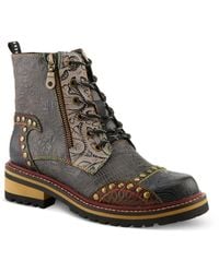 L'ARTISTE - Rugup Hand-painted Leather Booties - Lyst