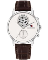 Tommy Hilfiger - Multifunction Brown Leather Bracelet Watch - Lyst