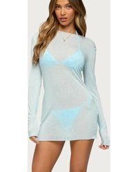 Edikted - Margeaux Sheer Long Sleeve Mini Dress - Lyst