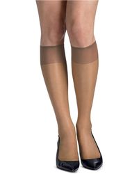 Hanes 6-pk. Slik Reflections Reinforced-toe Knee Highs - Brown