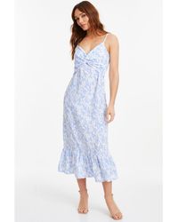 Quiz - Crinkle Woven Ditsy Knot Front Midi Dress - Lyst